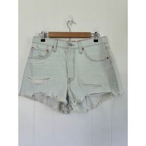 Levis 501 Original High‎ Rise Distressed Denim Shorts Light Wash 56327-0418 W30
